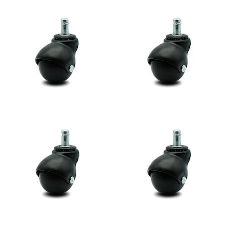 2 Inch Flat Black Hooded Grip Ring Ball Casters, 4PK